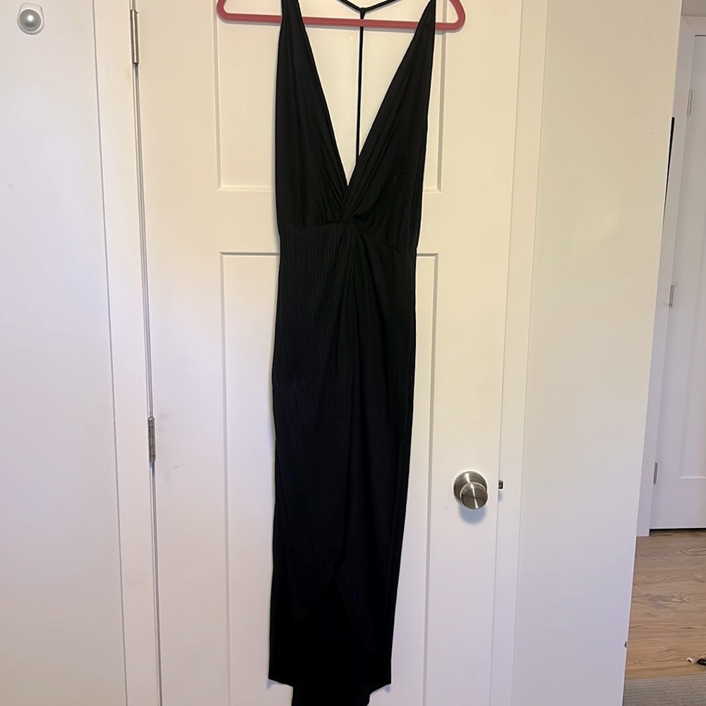 Free People spaghetti strap wrap dress, size small in black